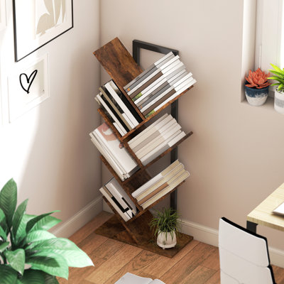 HOMCOM Tree Bookshelf Industrial Bookcase Steel Frame