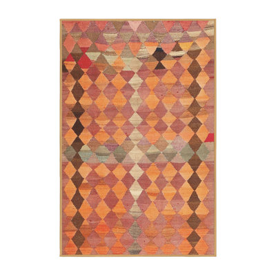 Tapis orange contemporain/zone rose pâle