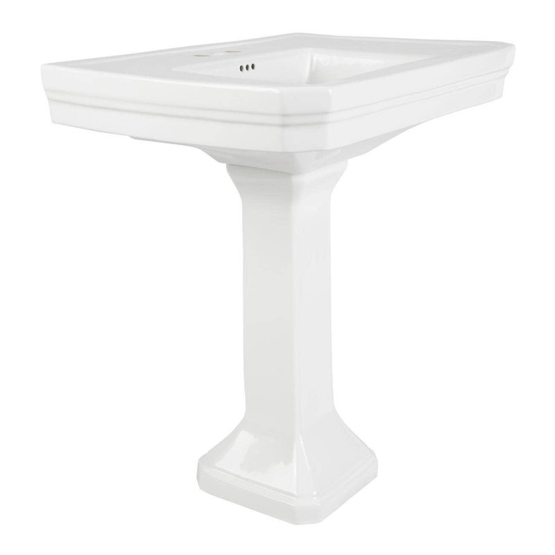 Lavabo sur pied 32 pouces - Perceuse à robinet 4 pouces - Blanc
