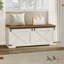 Coffre de rangement 47,2 po, grand coffre de rangement avec 2 charnières, banc en bois de style campagnard, coffre de rangement relevable, coffre d'entrée pour chambre à coucher, salon, blanc-110526353-110526352