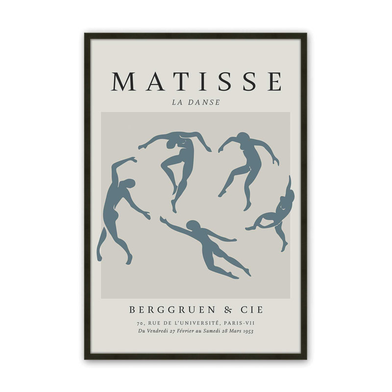 Matisse's La Danse en bleu imprimé minuit dans un cadre, Reproduction encadrée sans passe-partout, Noir satiné