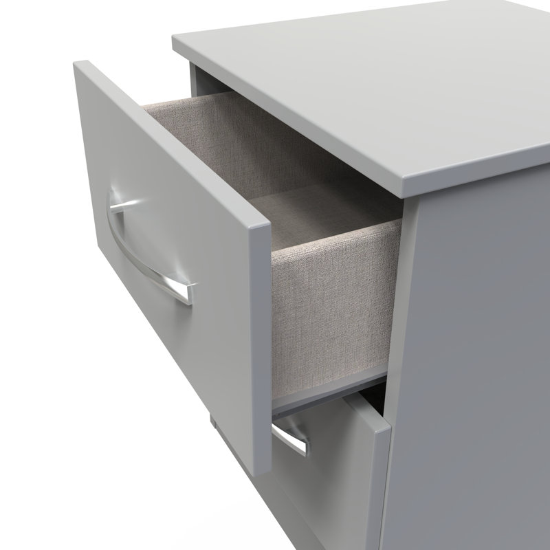 Fully Assembled Lavdi 2 DrawerÂ Bedside Table, Dusk Grey