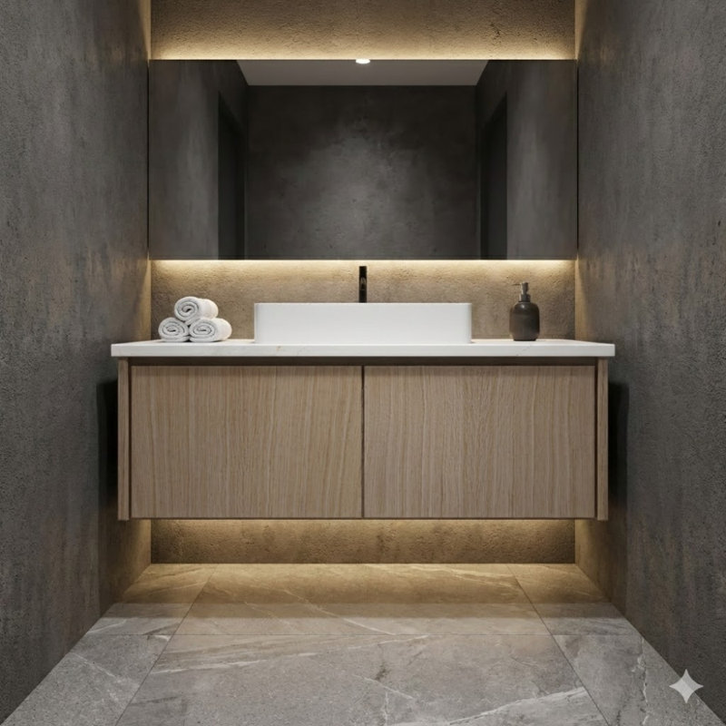 Gilded Single Bath Floating Vanity, Gray Weathered, 48"
