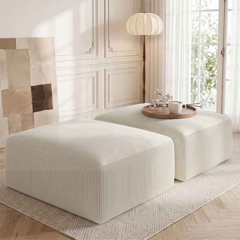 Pouf de compression de 31 po en velours côtelé rectangulaire avec repose-pieds (ensemble de 2) modulaire avec repose-pieds pour canapé modulaire
