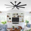 Ventilateur de plafond intérieur moderne noir mat à 8 pales 72 "avec lumières DEL, télécommande et moteur à courant continu silencieux-234757523-234757521