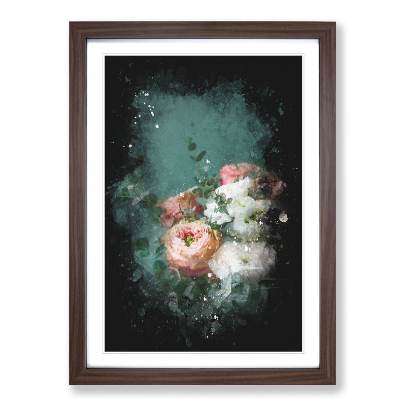 Bouquet of Flowers - Picture Frame Painting Print, Walnut Framed, 63cm H x 45cm W x 2cm D