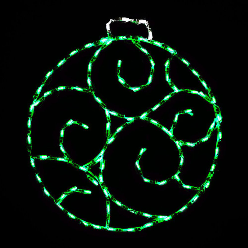 Ornement à volutes à DEL (28 po), Vert