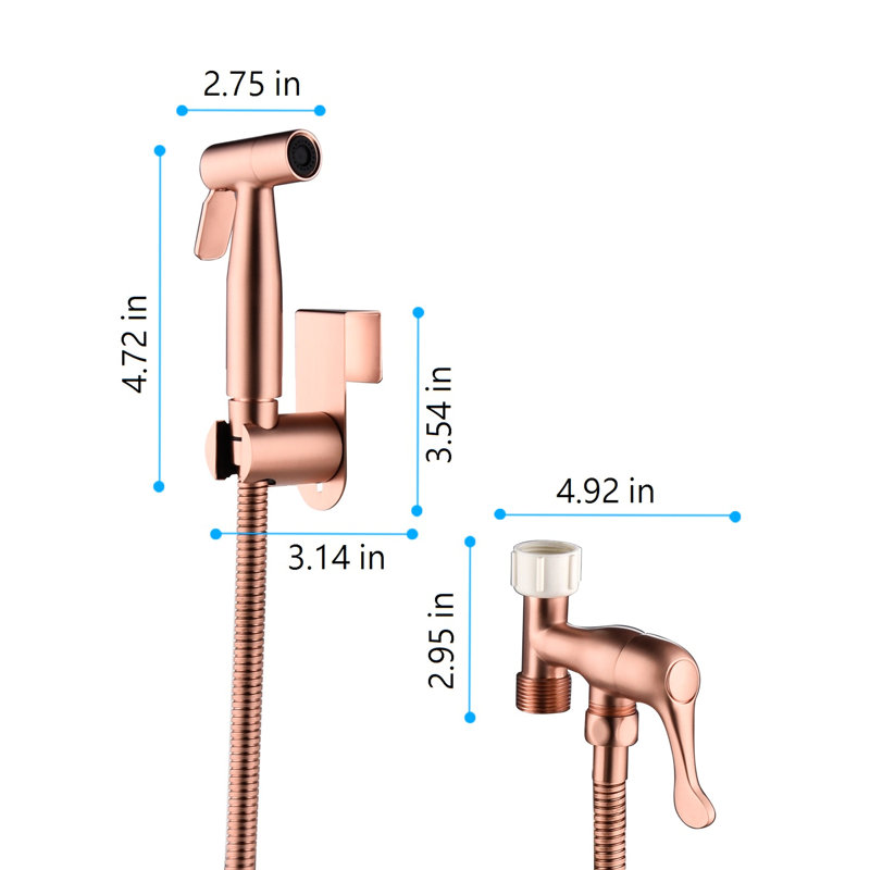 Hygienic Handheld Bidet For Toilet In Rose Gold Metal, Offers Adjustable Spray Force Enhanced Cleaning Effect Metal - Handheld, Option With A Cleaner Bathroom