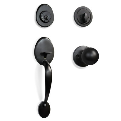 Handle With Knob And Deadbolt Reversible Entry Set