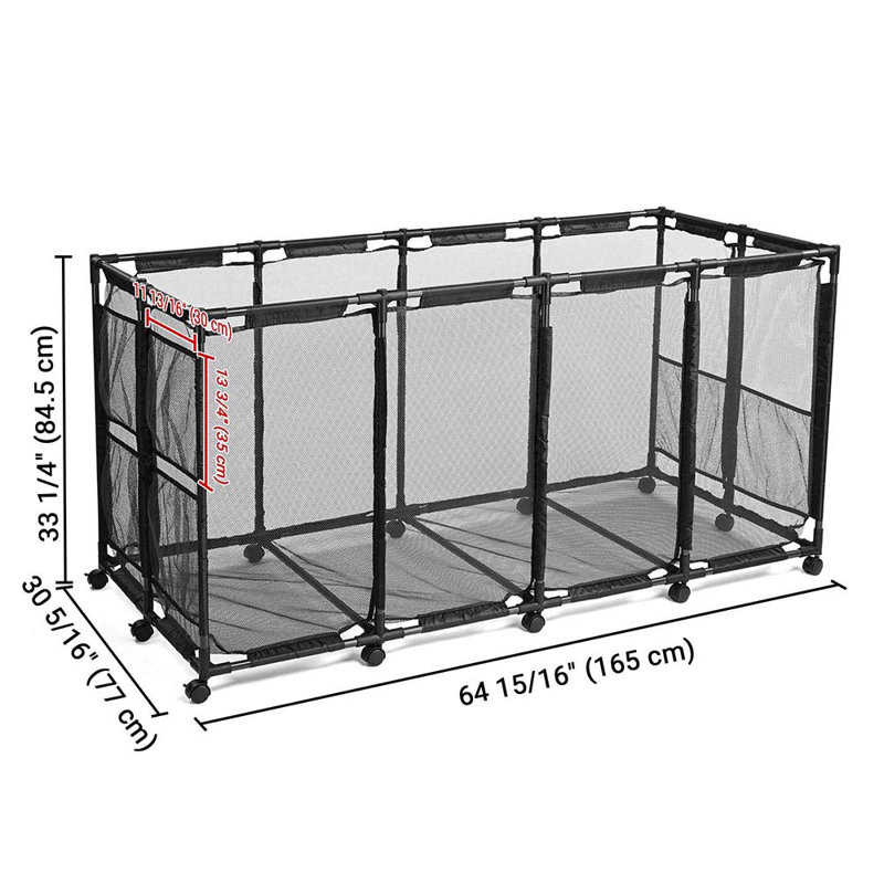 Yescom 65" Pool Toy Storage Large Rolling Cart Mesh Bin, Black