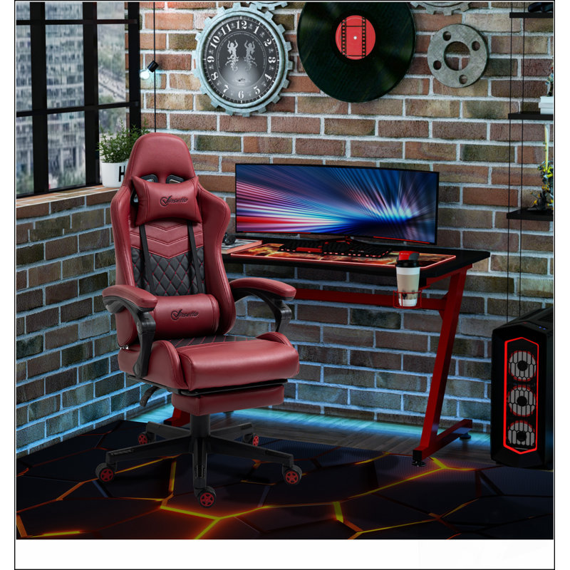 Fauteuil inclinable pivotant à haut dossier avec repose-pieds Vinsetto Racing