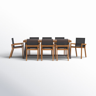 Asheton 8 - Person Wood Patio Dining Set with Extendable Rectangular Table