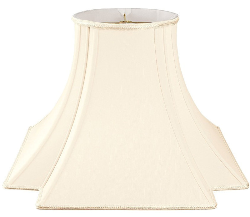 Abat-jour fantaisie en soie / shantung (araignée), H 9 po x l 12 po x P 12 po, Beige / blanc cassé