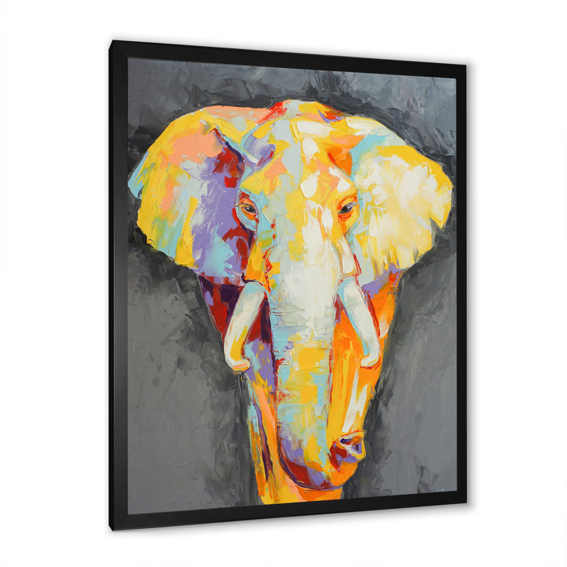 Paint Drawing Of Elephant Portrait II " Paint Drawing Of Elephant Portrait II " Painting Print, Black Picture Frame Canvas