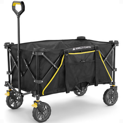 Chariot de plage pliable Gorilla Carts 7 cubes avec lit surdimensionné, noir
