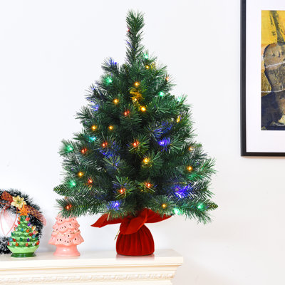 Arbre de Noël artificiel pin vert 26 po avec 35 lumières multicolores The Holiday Aisle