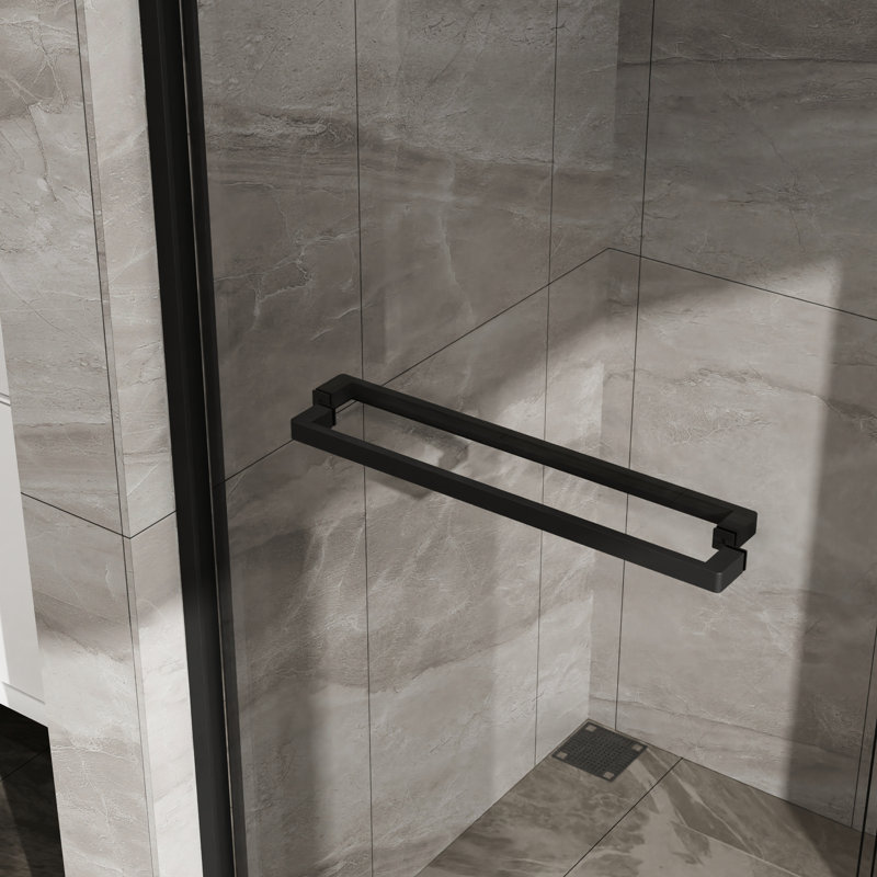 Double Sliding Glass Shower Door 60X72 - Tempered Glass, Matte Black, Phenomenal Black Frame