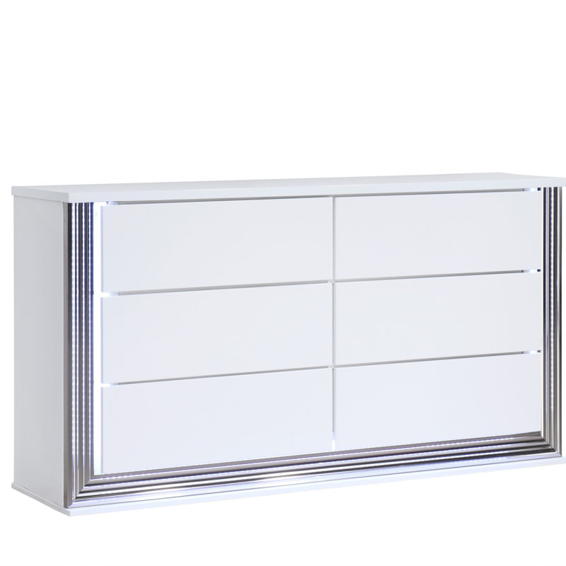 Commode lune lisse blanche avec DEL