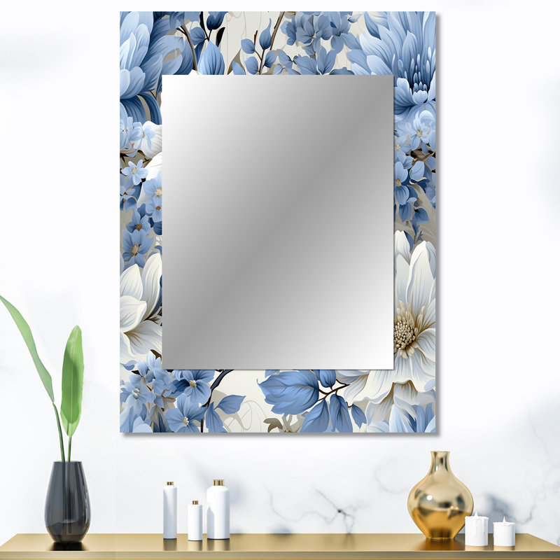 Holley Coastal Victorian Tranquility Victorian Pattern - Floral Decorative Mirror, Cottage Wall Mirror, Printed Metal Art
