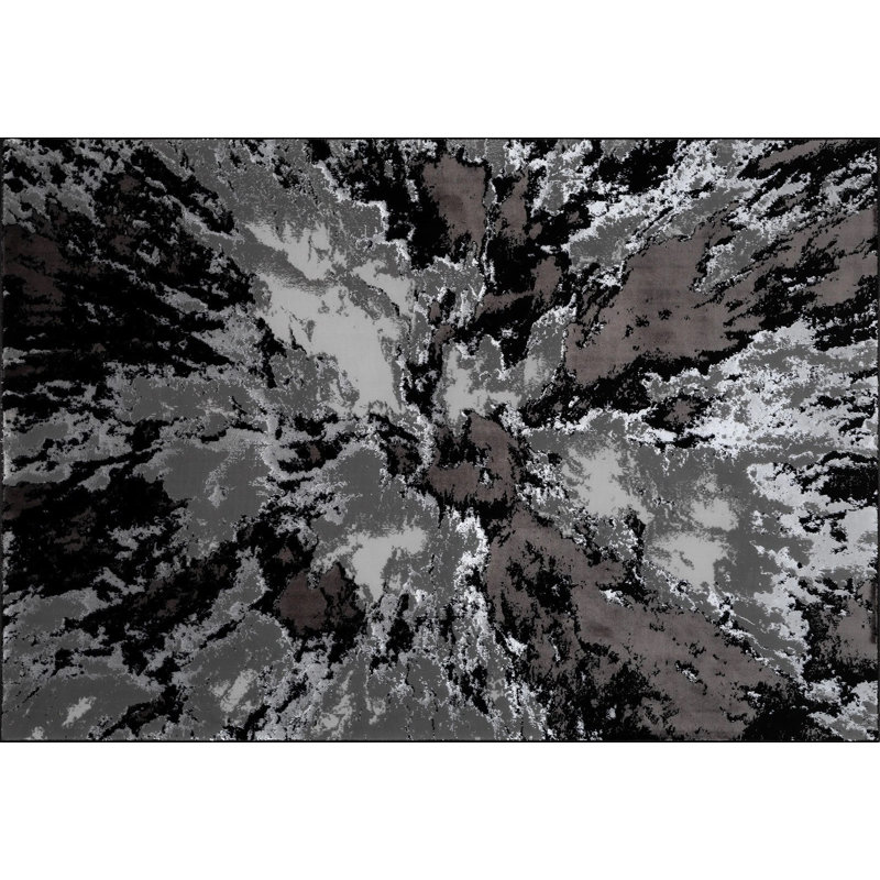 Area Rug, Black/Grey, Rectangle 120 x 170 cm