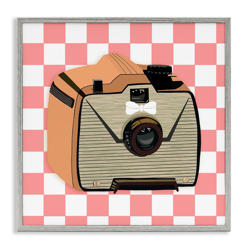 «Take The Shot», appareil photo rétro encadré par Jen Bucheli, Cadre gris, H 12 po x l 12 po