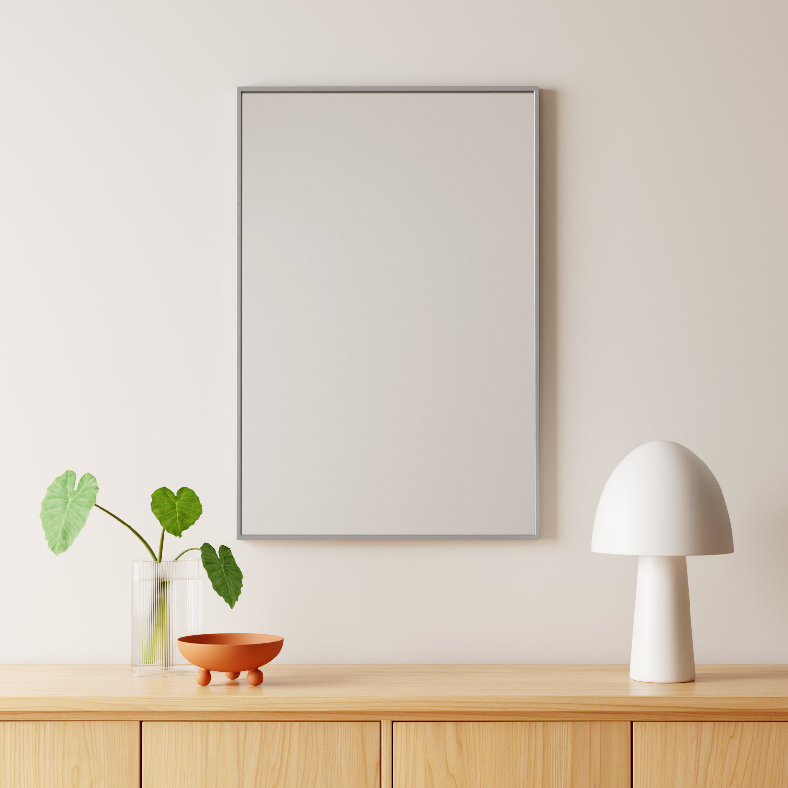 Sabine Metal Rectangle Wall Mirror, 36" x 24", Silver