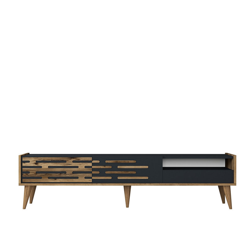 Keikei Unfinished TV Stand, Brown/Black