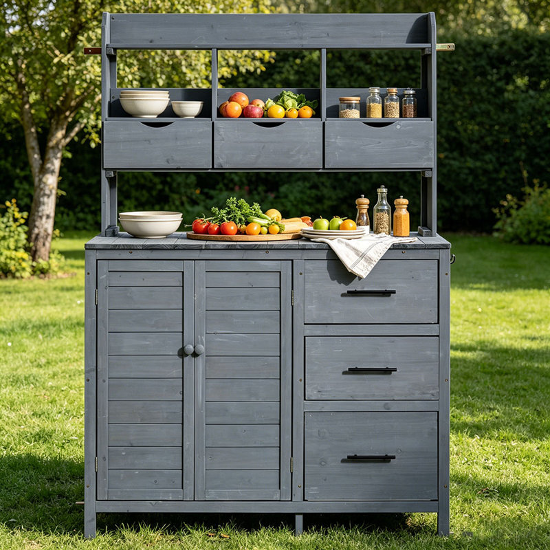 Îlot de cuisine 65 po, Gris
