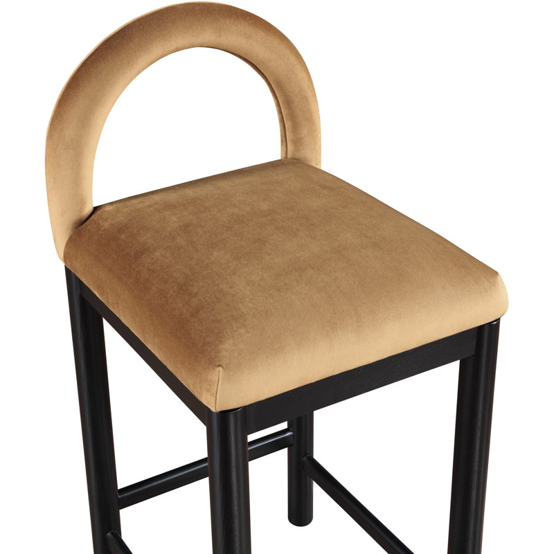 Tabouret de comptoir Conrad, Siège en velours selle / cadre noir