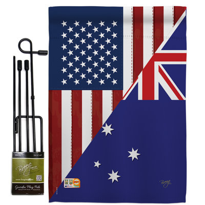 18,5 x 13 po american australia amitié 2 faces de polyester. ensemble de drapeau