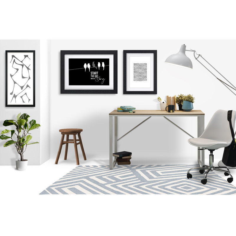 Tapis de chaise rectangulaire Bilo, H 48 po x l 72 po, Gris / beige
