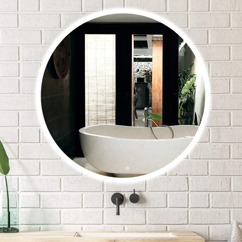 Naliyah Round IP44, 6000K-6500K, Energy Saving Copper-Free Silver LED Bathroom / Vanity Mirror, 36" x 36"