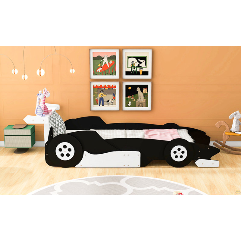 Lit plateforme simple avec roulettes, Noir