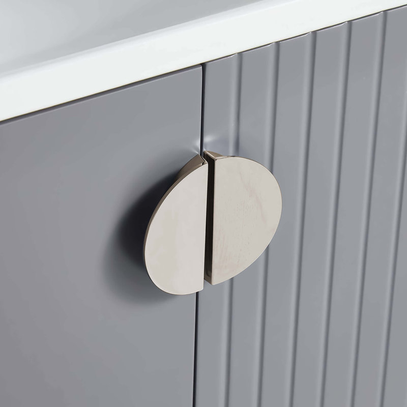 Saimah 24'' Single Bathroom Vanity with Ceramic Top, Rock Gray, Satin Nickel
