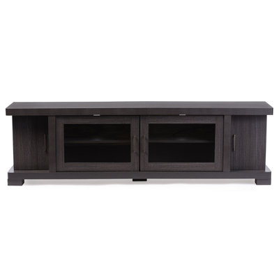 Baxton Studio Viveka Grey Brown TV Stand with Glass Doors for TVs up to 75 Inches 20.48"H