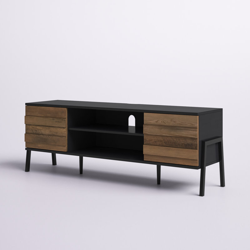 Artricia TV Stand for TVs, Black/Brown, 20.9" H x 59.1" W x 15.6" D
