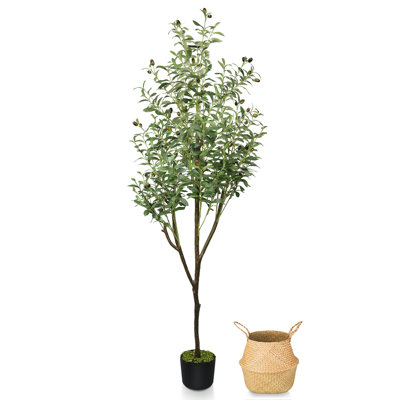 Arbre d'olivier artificiel 6 pi avec panier à plantes pour la décoration intérieure