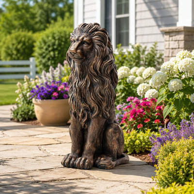 Statue de lion, sculpture de gardien d'extérieur en résine, décor animal simulé pour la Villa, le jardin, le parc et la station, décoration du jour de l'Independance patriotique pour la maison et la cour