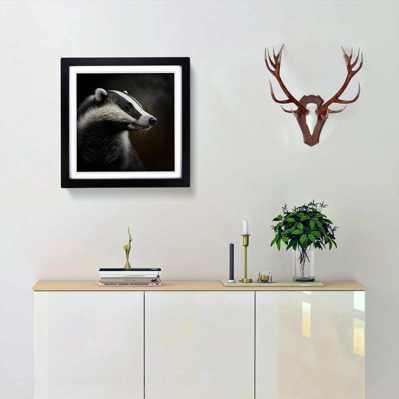 Single Picture Frame Print on Wood, Black