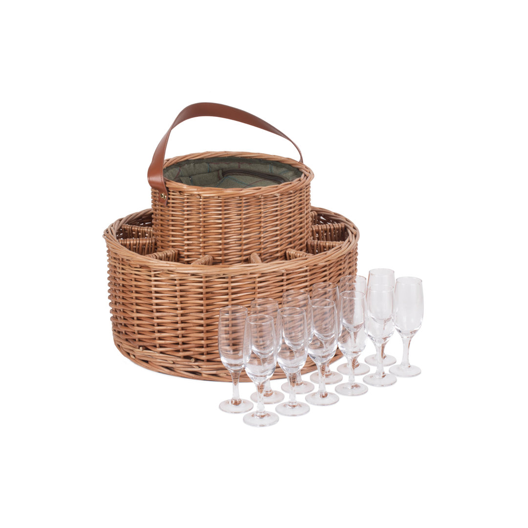 Wicker Garden Party Drinks Chilled Basket with Tweed effect Lining