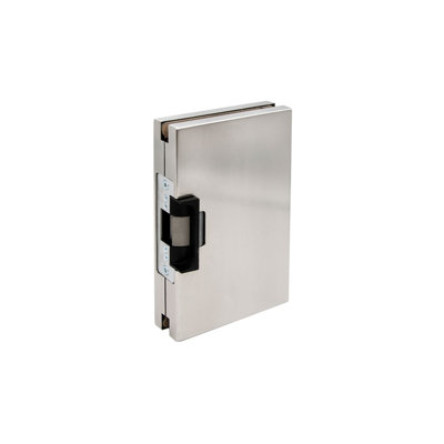 FHC CLKE610RHBS 6" x 10" RH/LHR Center Lock Glass Keeper With Electric Strike - Brushed Stainless