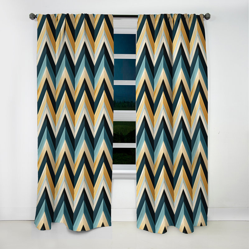 Urban Elegance Chevron Pattern - Chevron Curtain - Blackout Chevron Curtain - 1 Panels, 52" W x 108" L