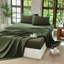 Ensemble de literie 100% coton lavé 4 pièces, 1 drap-housse, 1 drap plat et 2 taies d'oreiller, ensemble de draps texturés confortables-124541786-124541788
