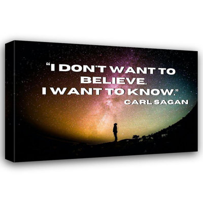 Trinx ArtsyQuotes Gallery Wrapped Canvas Art Titled: Carl Sagan Quote: I Want to Know