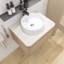 Meuble-lavabo mural en contreplaqué pré-assemblé avec plateau en pierre frittée, tiroir et lavabo rond en céramique, couleur grain de bois chêne blanc-1631610781
