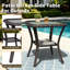 Ensemble de patio extérieur 5 pièces Alderwood en résine tressée PE, comprenant des chaises pivotantes, des poufs et une table d'appoint avec coussins bleus.-736265054