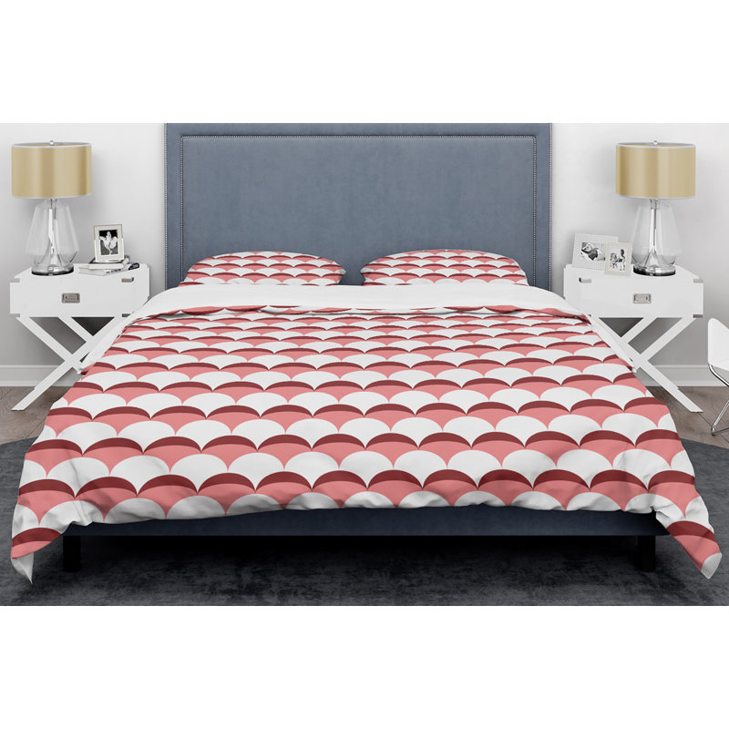 Geometrical Retro Design V - Modern Abstract Duvet Cover Set - Microfiber Polyester, King Duvet Cover + 2 Shams