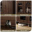 Meuble télé 59 po avec portes en verre arquées, console média pour téléviseurs de 65 po ou moins, armoire de rangement pour le salon et le vestibule-1565462264