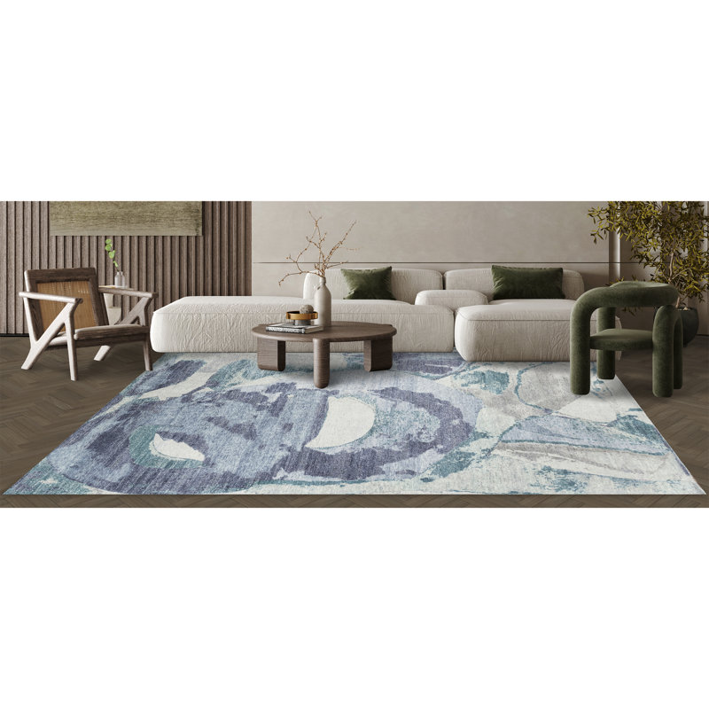 AURAG1013GYBL Wool Abstract Area Rug, Rectangle 9' x 12'