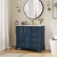 Meuble-lavabo de salle de bain avec lavabo, tiroirs et poignées en métal-2115254525